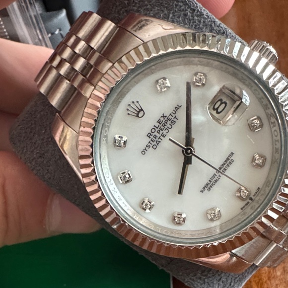 Rolex Gold and Silver Watch with Diamond Markers - Picture 9 of 12